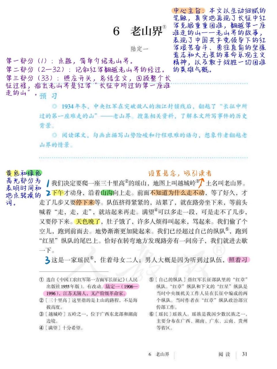 七年级下册语文笔记|老山界