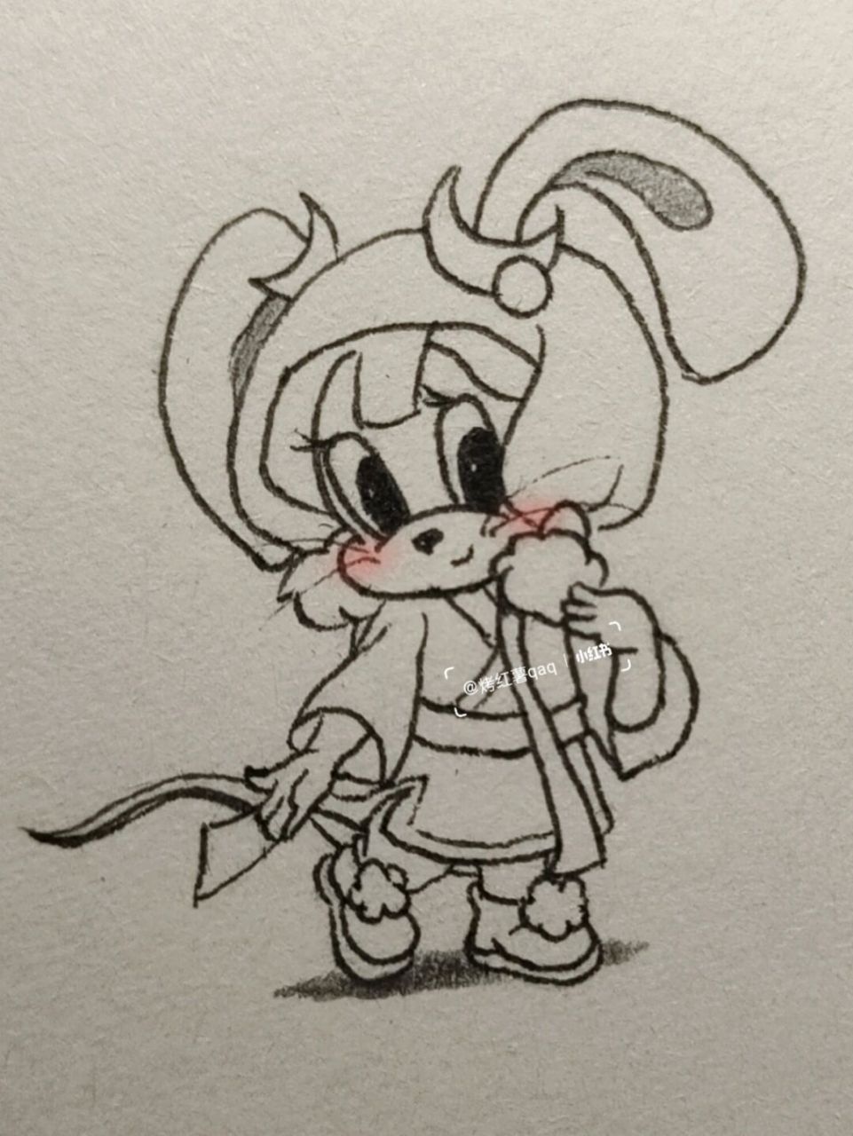 米雪儿·玉兔简笔画教程~ #简笔画教程# #简笔画# #猫和老鼠