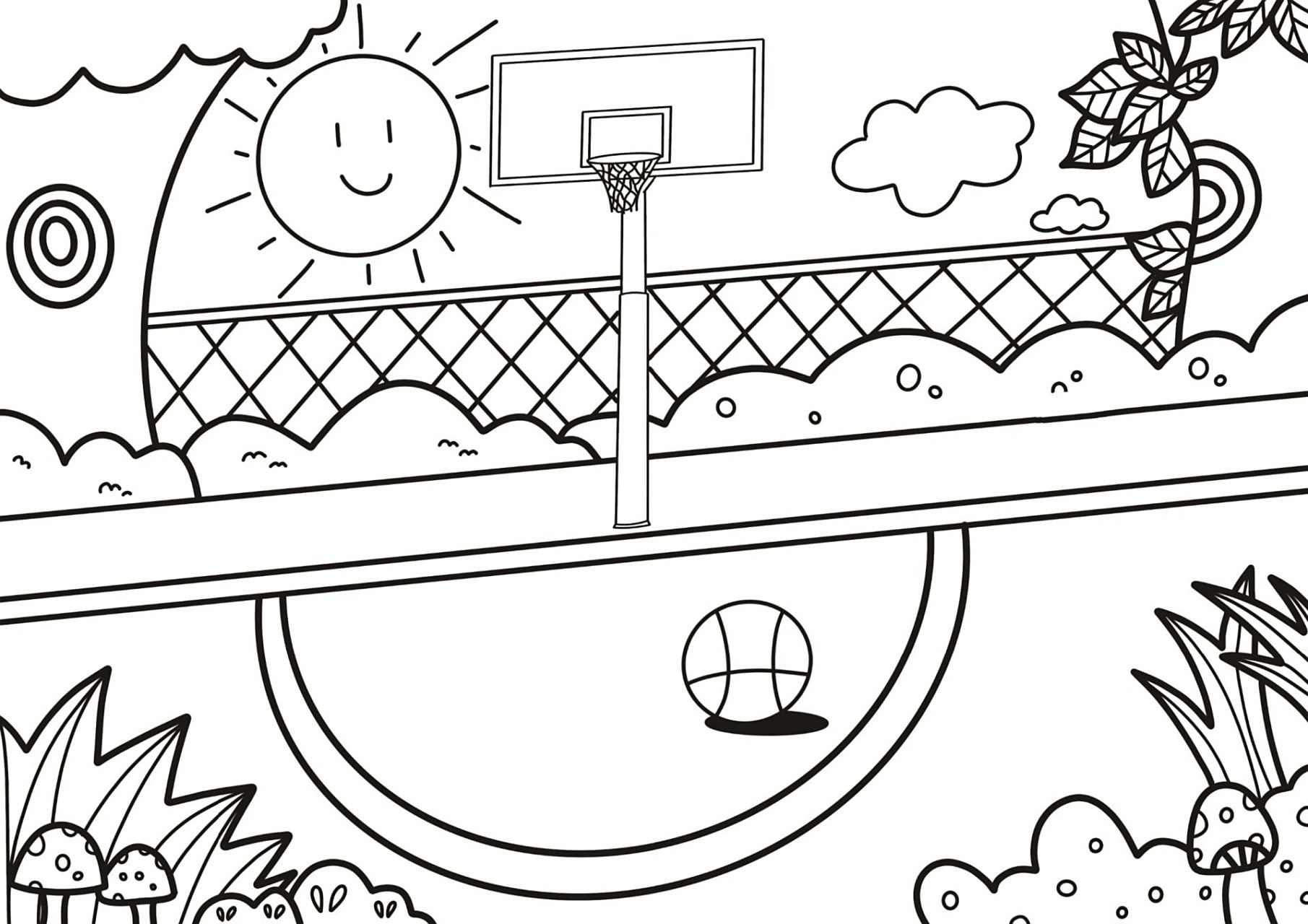 【涂色版no.5】《万能校园操场场景》④ 分享美术素材:《万能校园操场