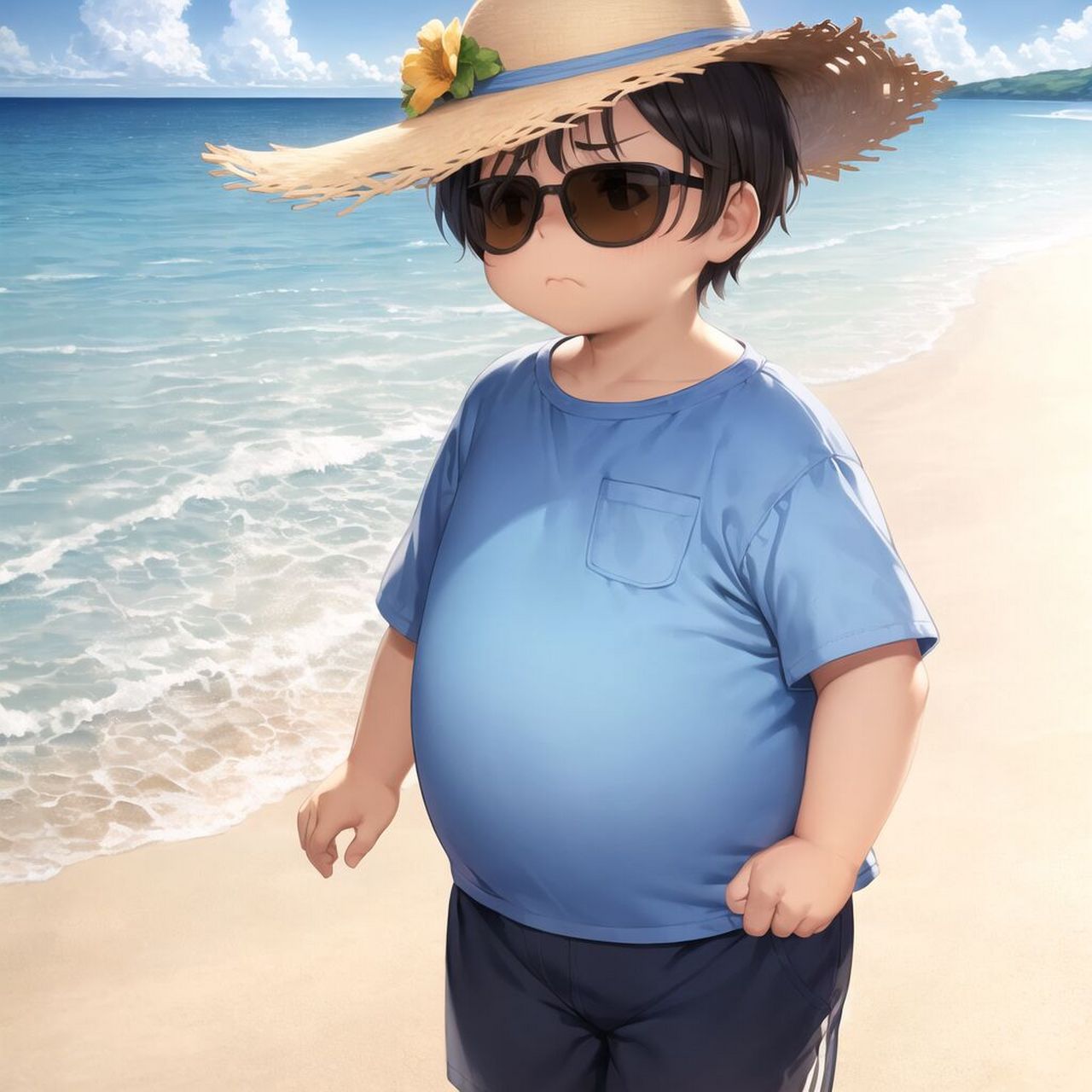每日头像|敲可爱胖嘟嘟海边小男孩头像来啦 78嘟嘟嘟~这款可爱的肉