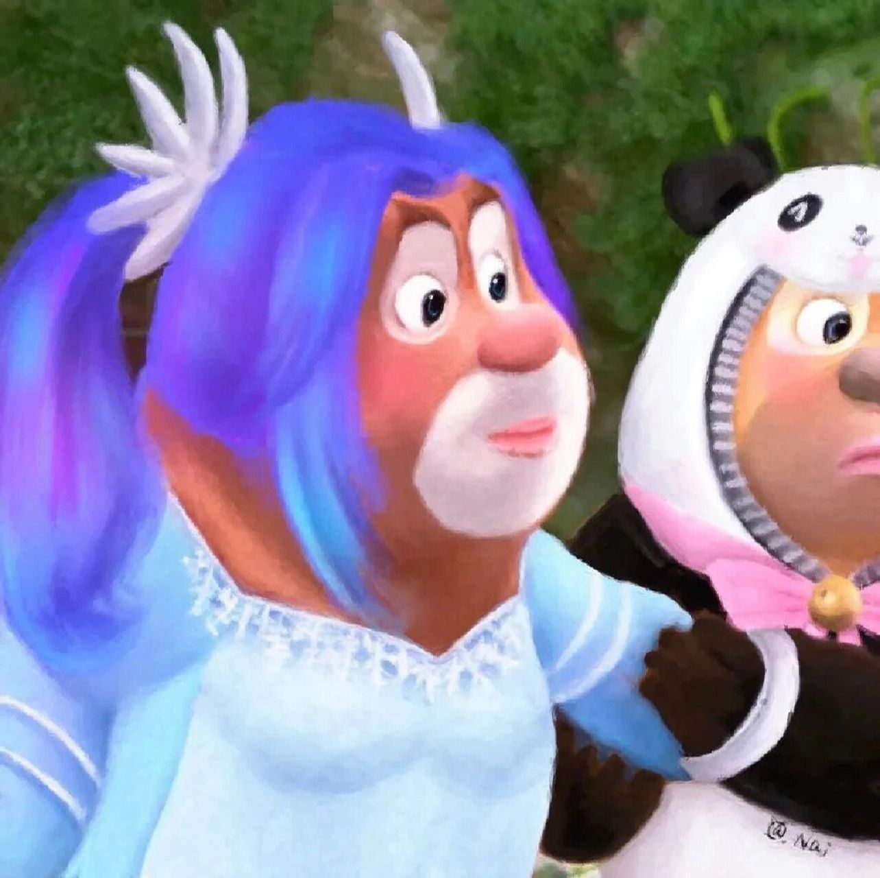 沙雕头像 这熊大熊二都给我弟看emo了