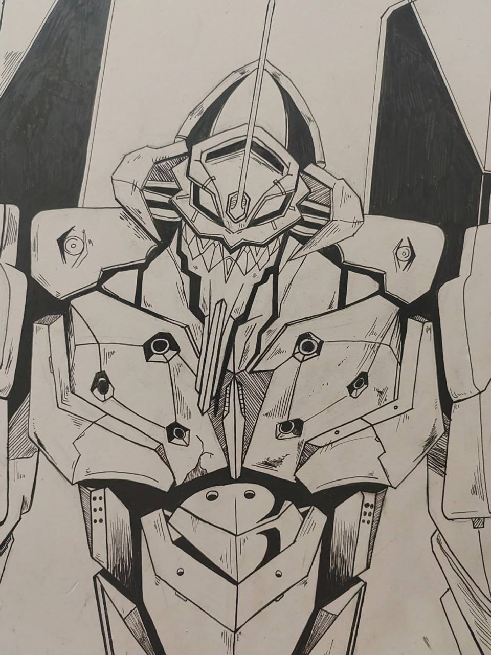 本周摸鱼～eva初号机! 临摹哒～ 本周教训,不要用针管笔画铜版纸!