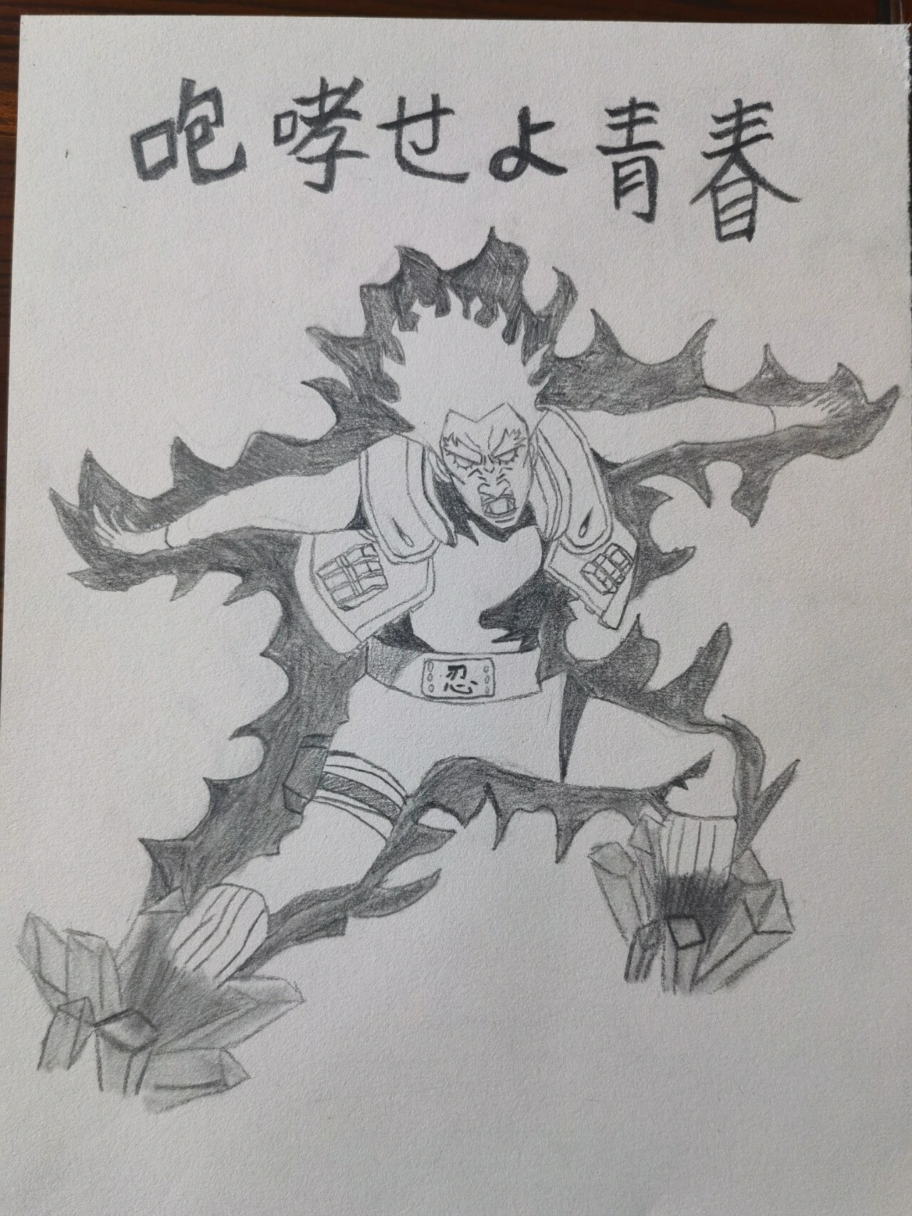 咆哮吧,青春 八门夜凯 火影忍者素描手绘