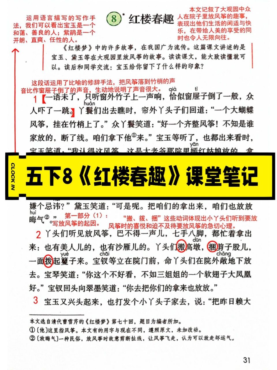 五下语文8《红楼春趣》笔记