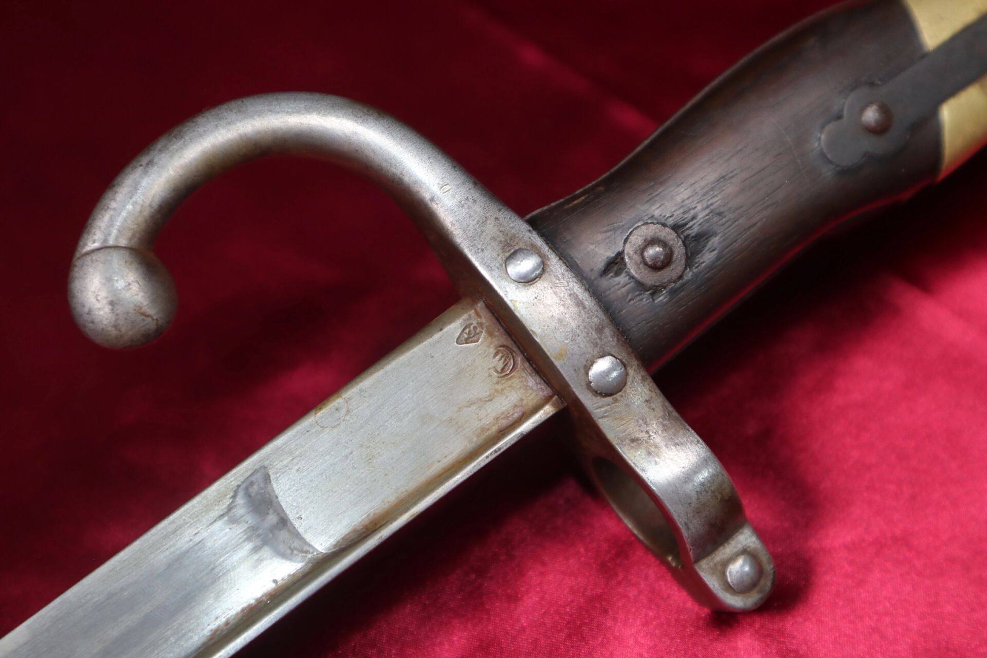 古董欣赏法国 一战 1874式格拉斯刺刀 法国1874式刺刀 生产用来替换