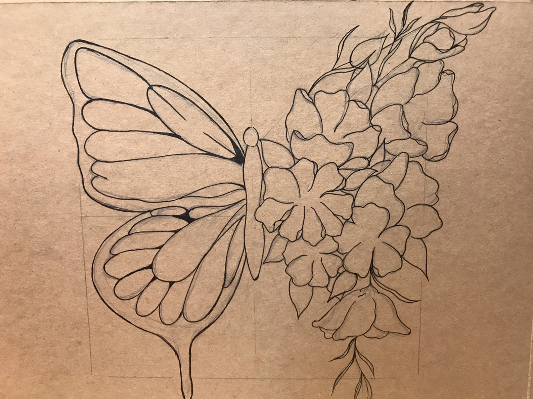 针管笔黑白装饰画临摹 花蝴蝶03步骤图分享 9月份孕晚期坚持的一天