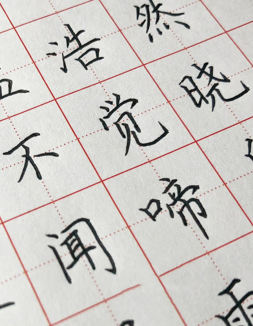 手写硬笔楷书 唐诗《春晓》 春眠不觉晓,处处闻啼鸟.
