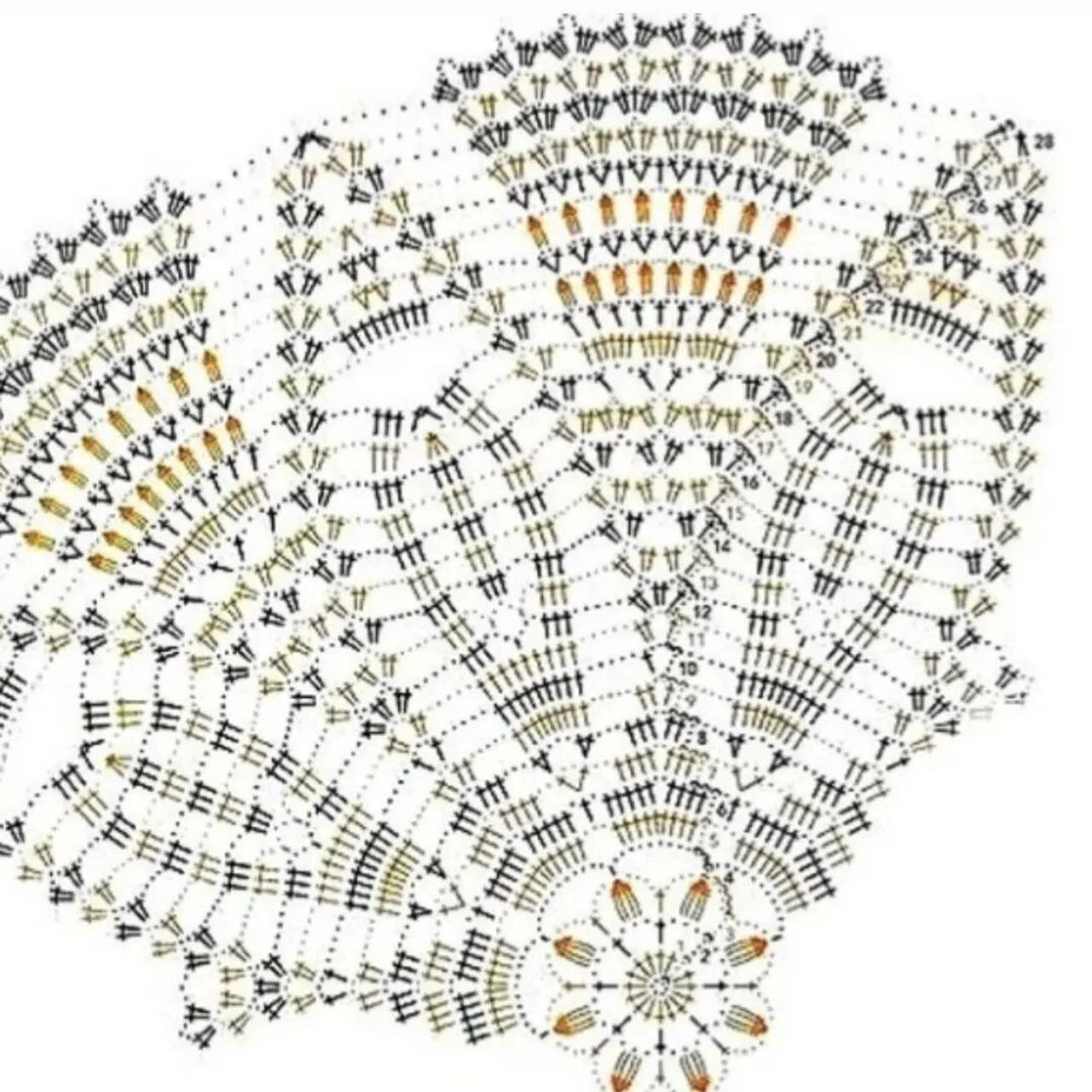 【图解】钩针手工编织 蕾丝餐巾桌布花片图案 #编织# #手工编织