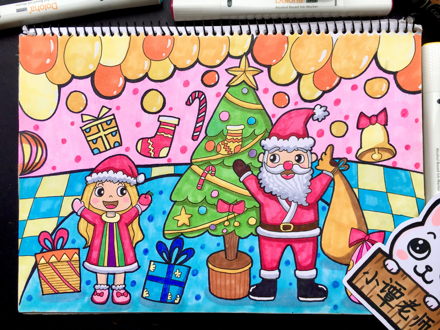 【圣诞节快乐90】儿童画卡通画马克笔手绘创 圣诞节系列90来啦!