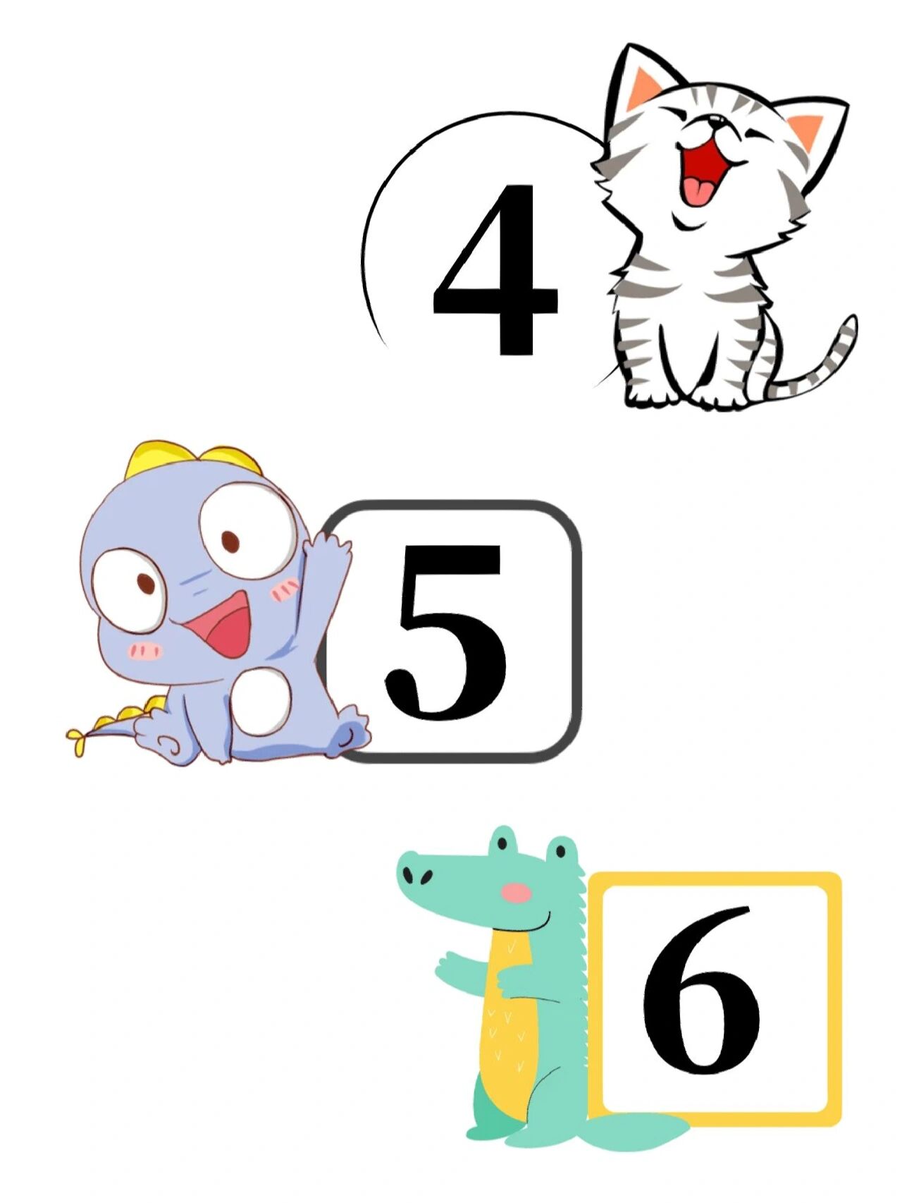 素材分享90可爱动物识数卡1-10 数字启蒙