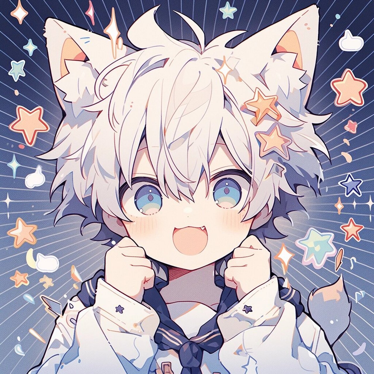 主 图片头像均由midjourney77后期修复完成~ 今天是白色系的可爱男