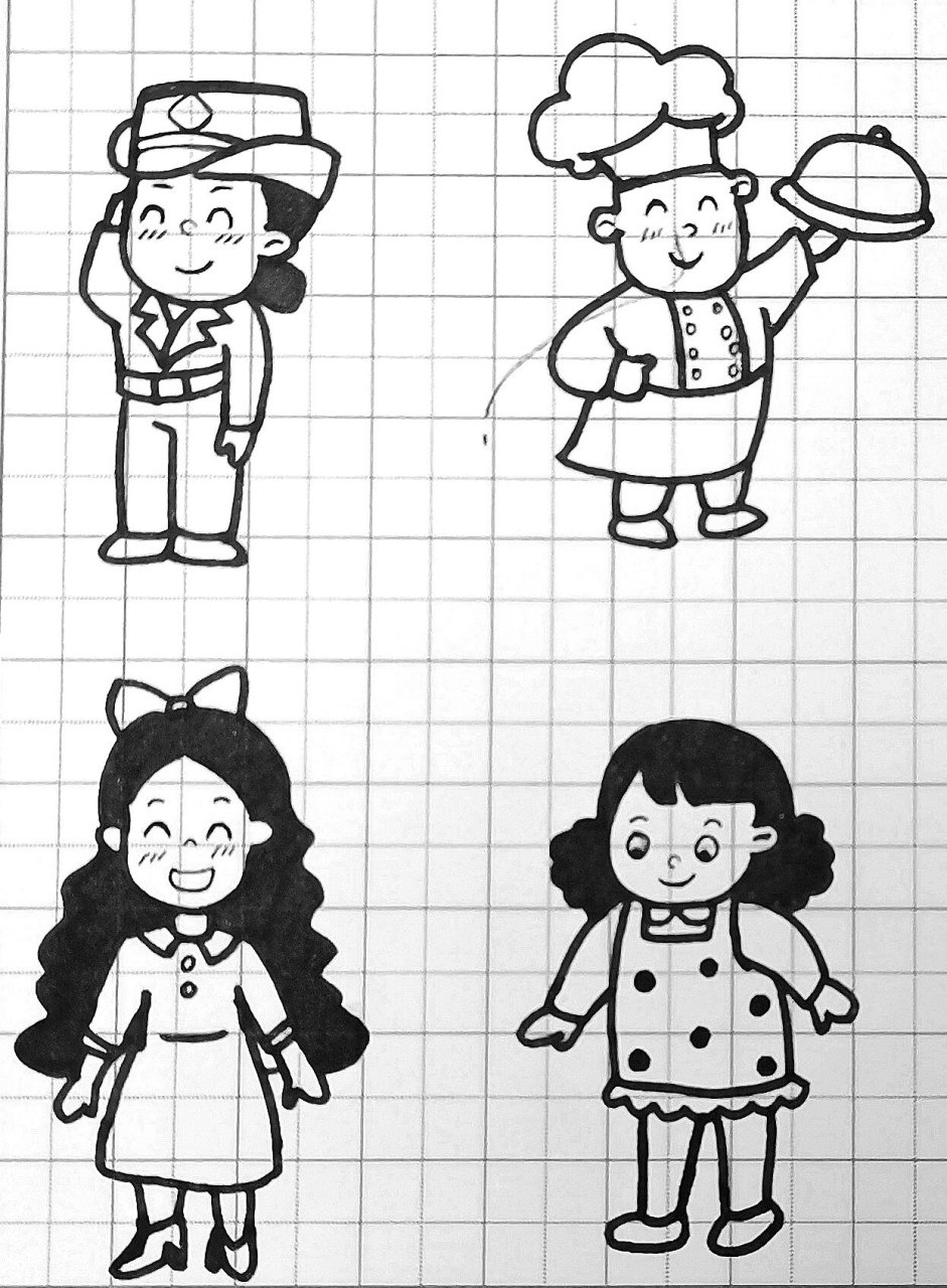 幼教资格证面试简笔画—人物266 各种职业的人物造型简笔画,可做