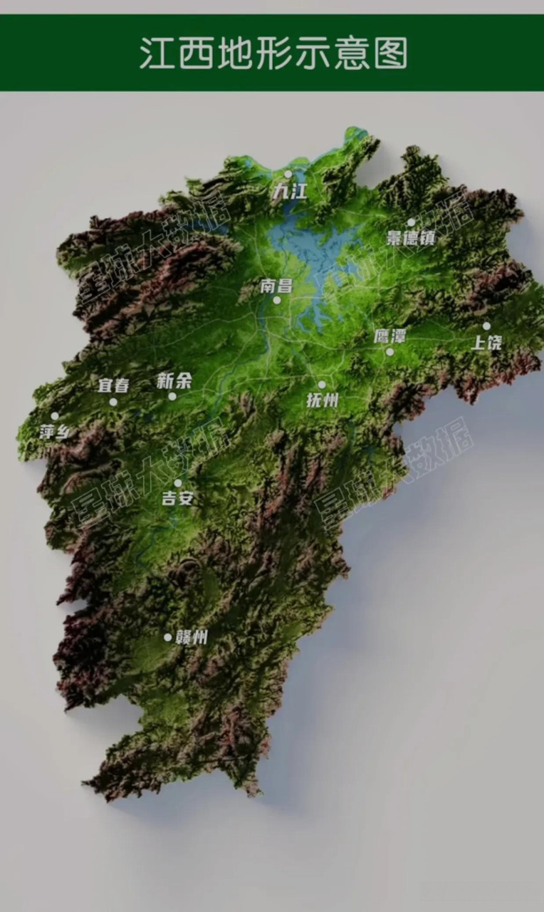 江西和湖南的地形极其相似,北边邻江,有大湖,有平原,南边是山.