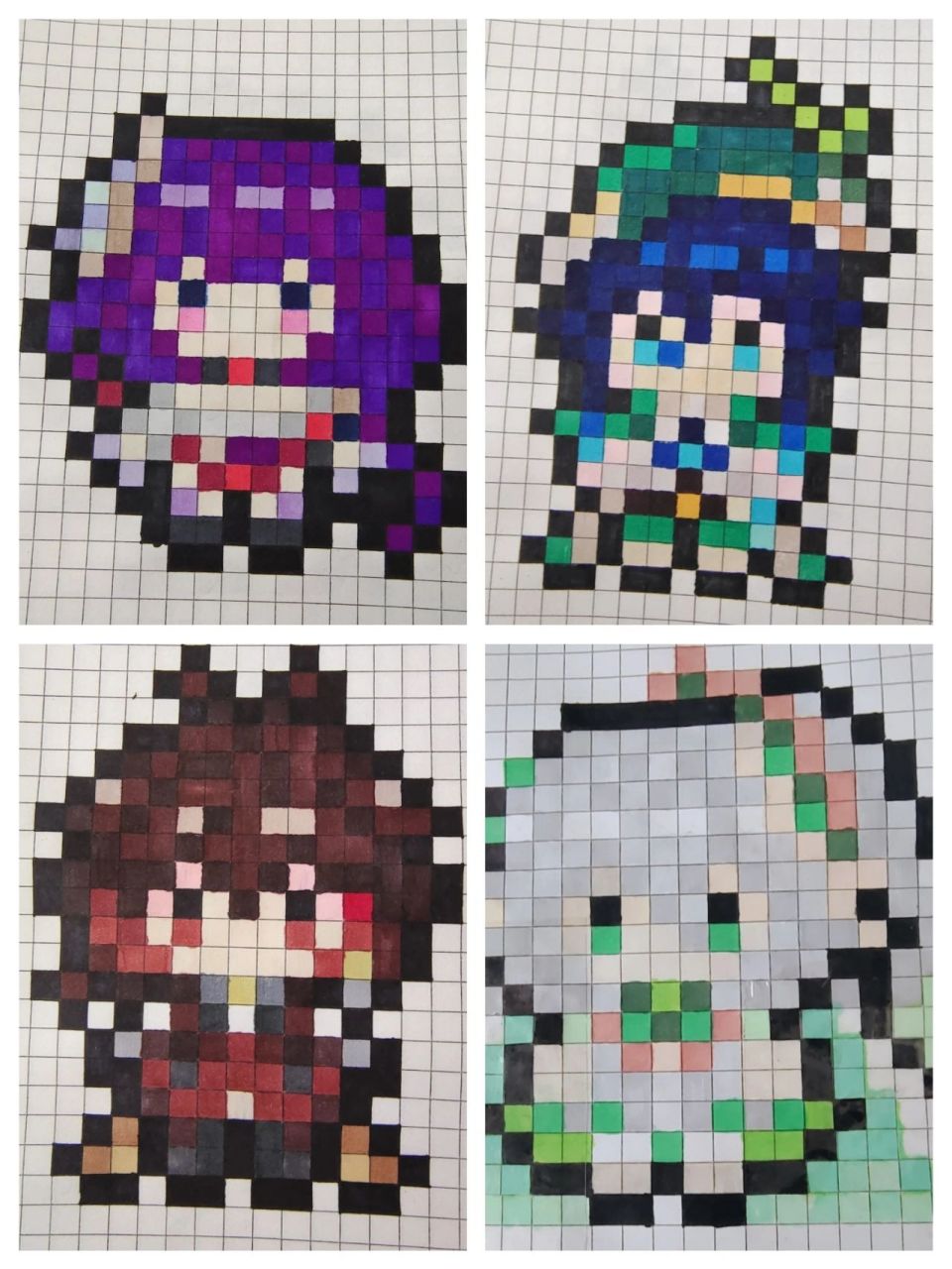 像素画 原神一四神      四神齐聚喽 岩神摩拉克斯    钟离 稻妻之主