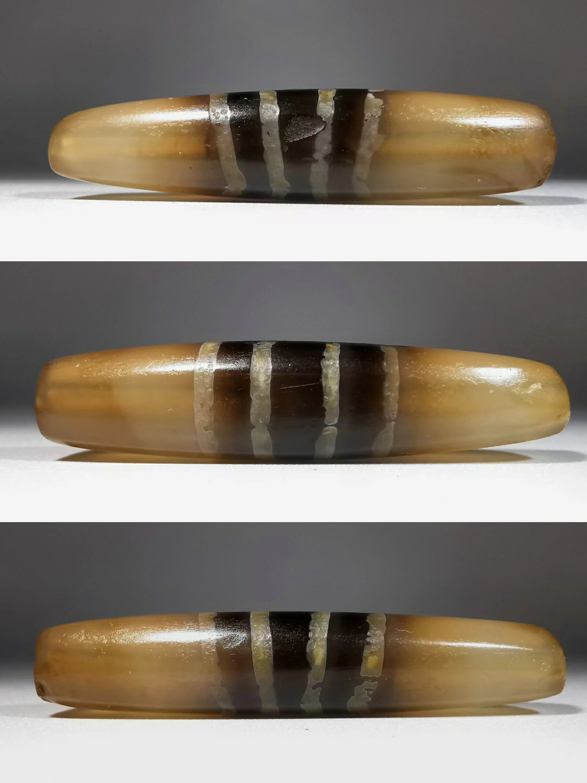 一颗漂亮的尼泊尔千年七线天珠. 	 公元前500年左右. 	 67尺寸37.