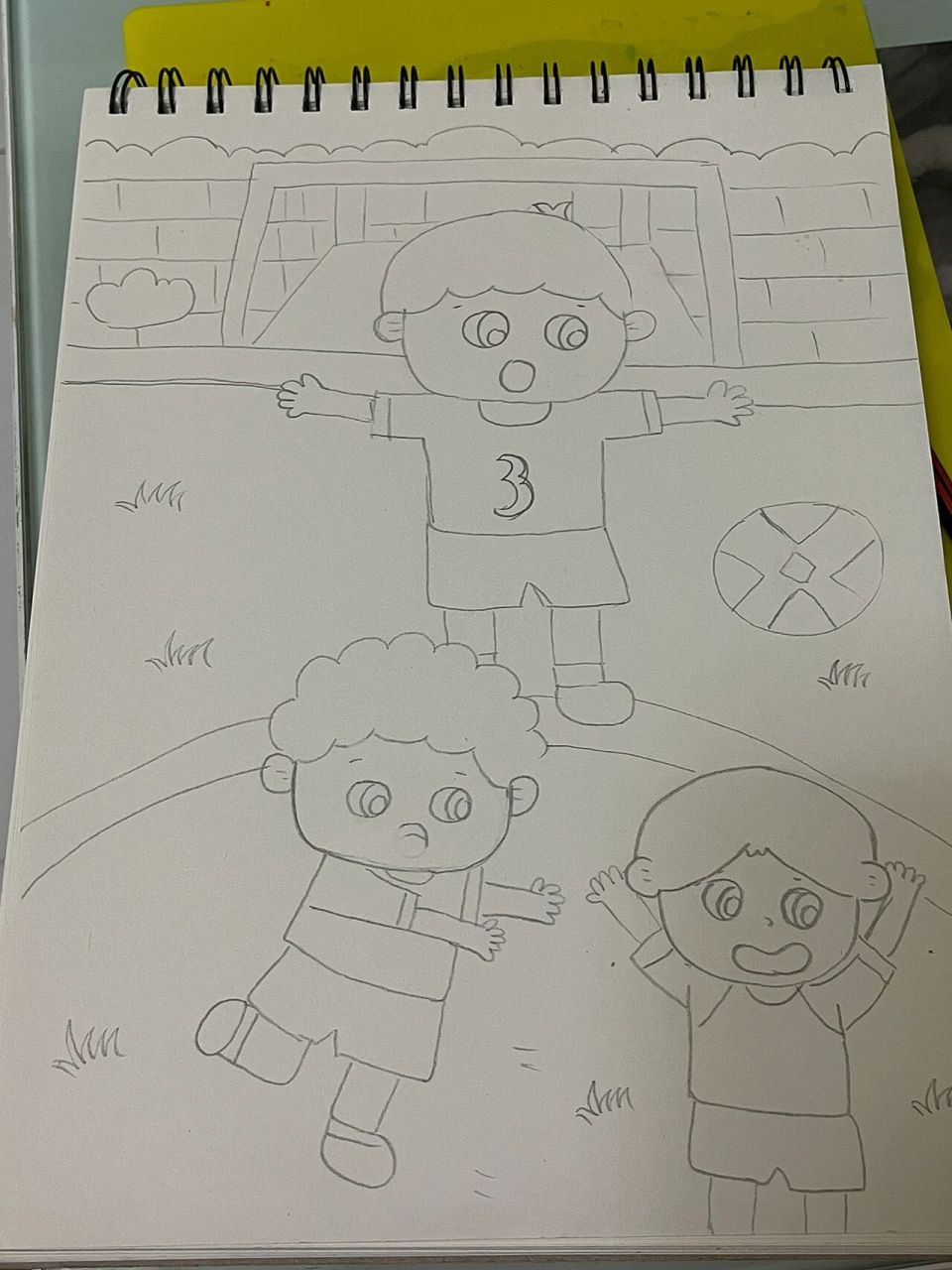 儿童画 简笔画 一起踢球吧7115 最开心的事,就是跟朋友一起去踢球