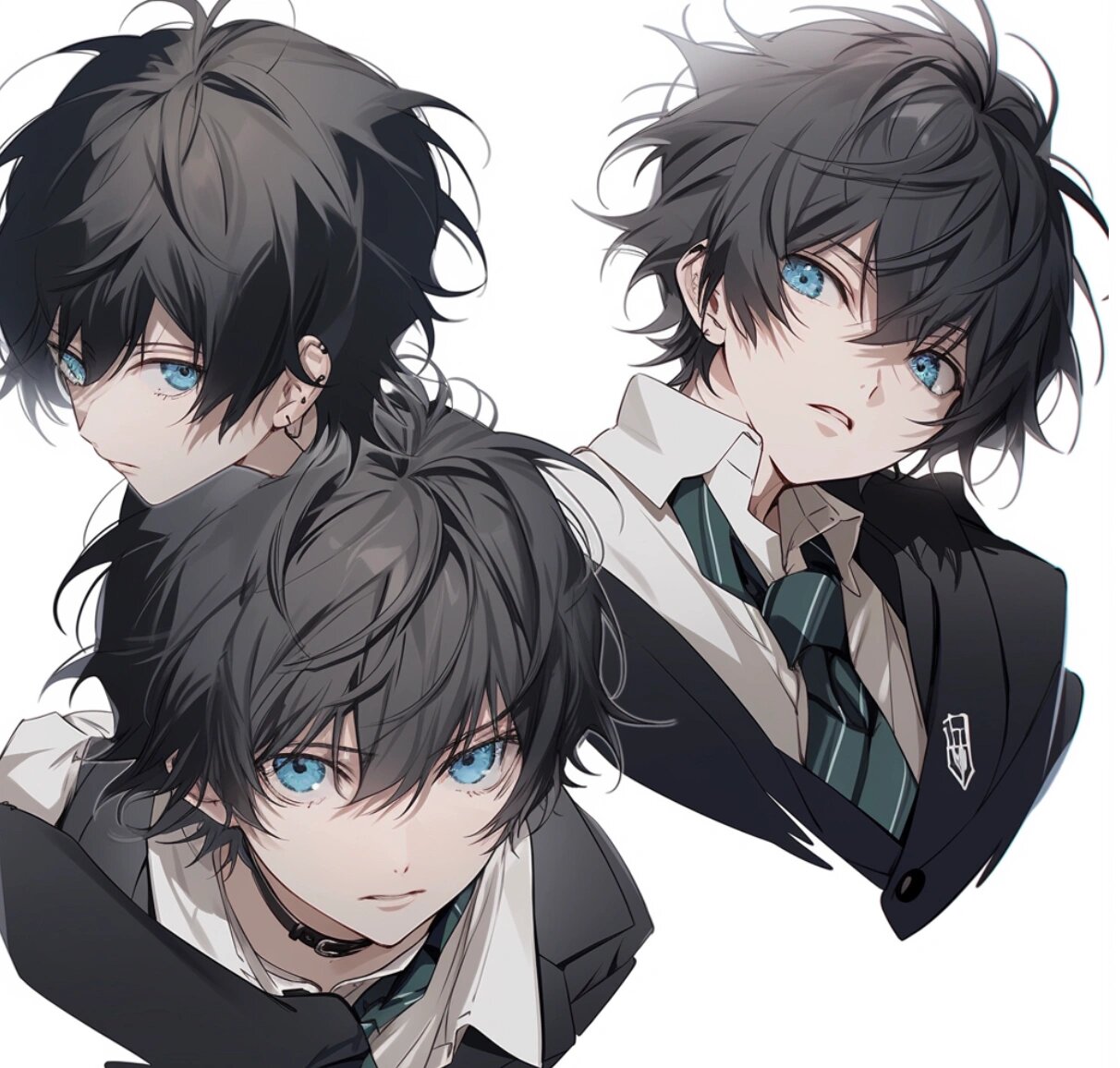 黑发蓝瞳小男孩!