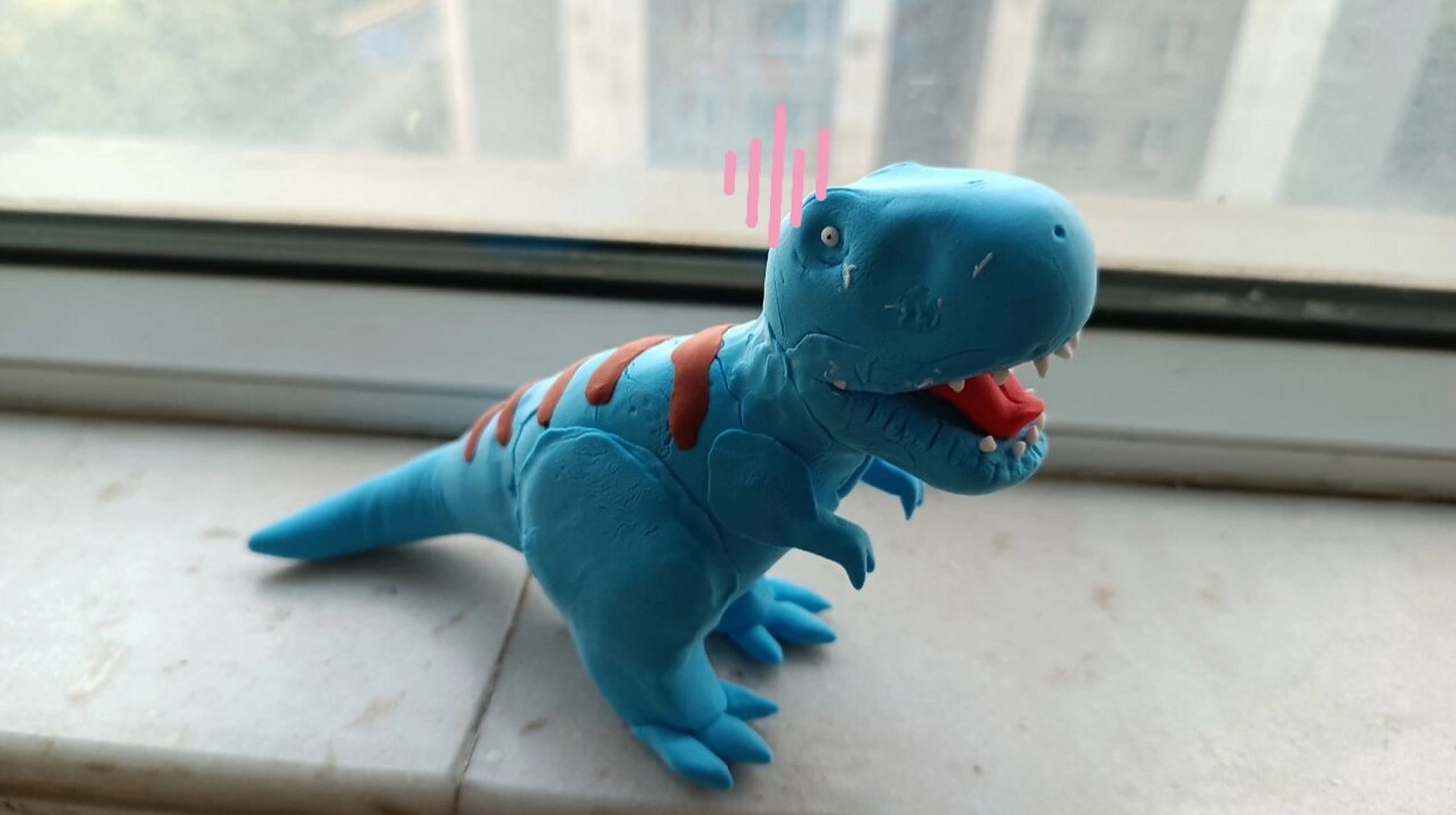 粘土霸王龙 疫情哪儿也不敢去,今天居家拿大牛的粘土做了只萌萌的霸王