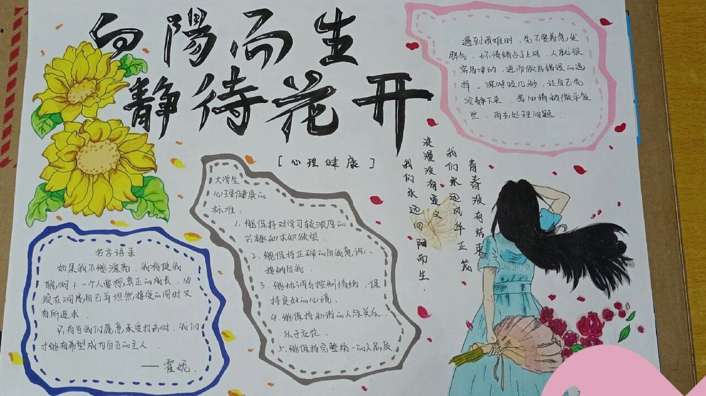 大学生心理健康手抄报    "从来没有被坚定的选择过,也没有成为谁的