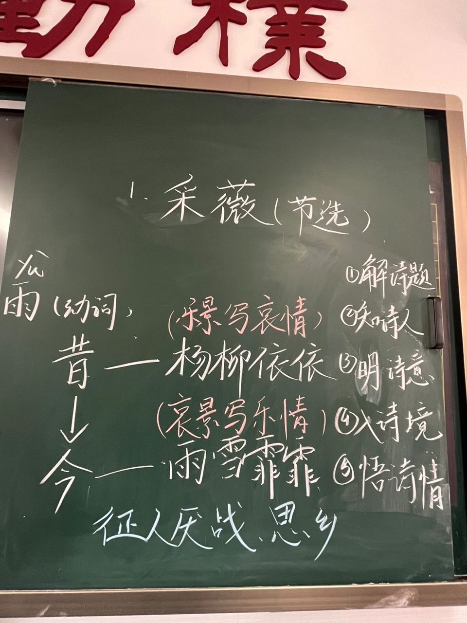 六下古诗词诵读《采薇》板书