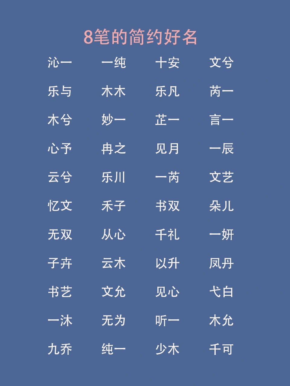 8-15画不同笔画的简约好名