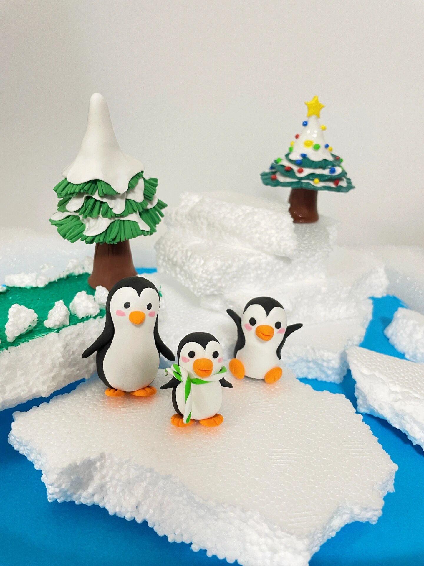 冬日圣诞创意立体画 | 超轻粘土冰川企鹅