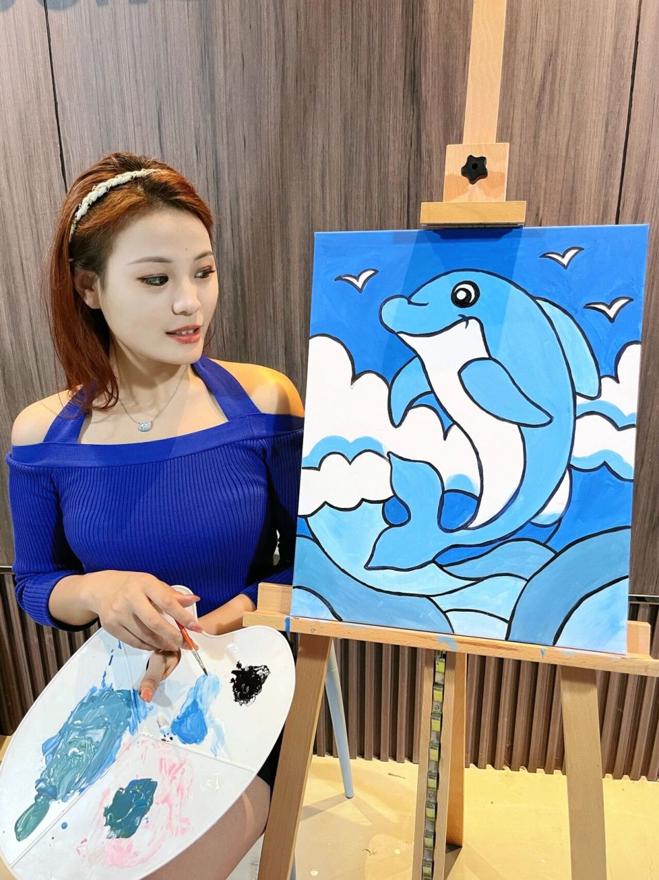 可爱98～93附调色96 超级清新的蓝色系海豚98 颜料96只需要