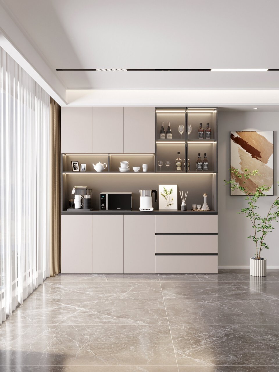 网红简约轻奢酒柜详细✅尺寸及定制*️⃣注意事 家里没有餐边柜