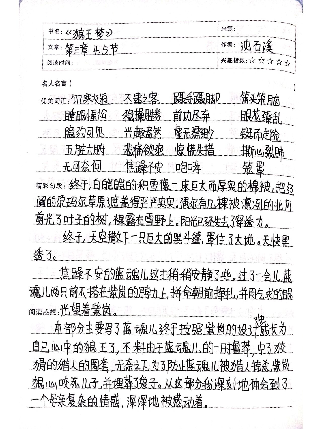 《狼王梦》第三章下读书笔记