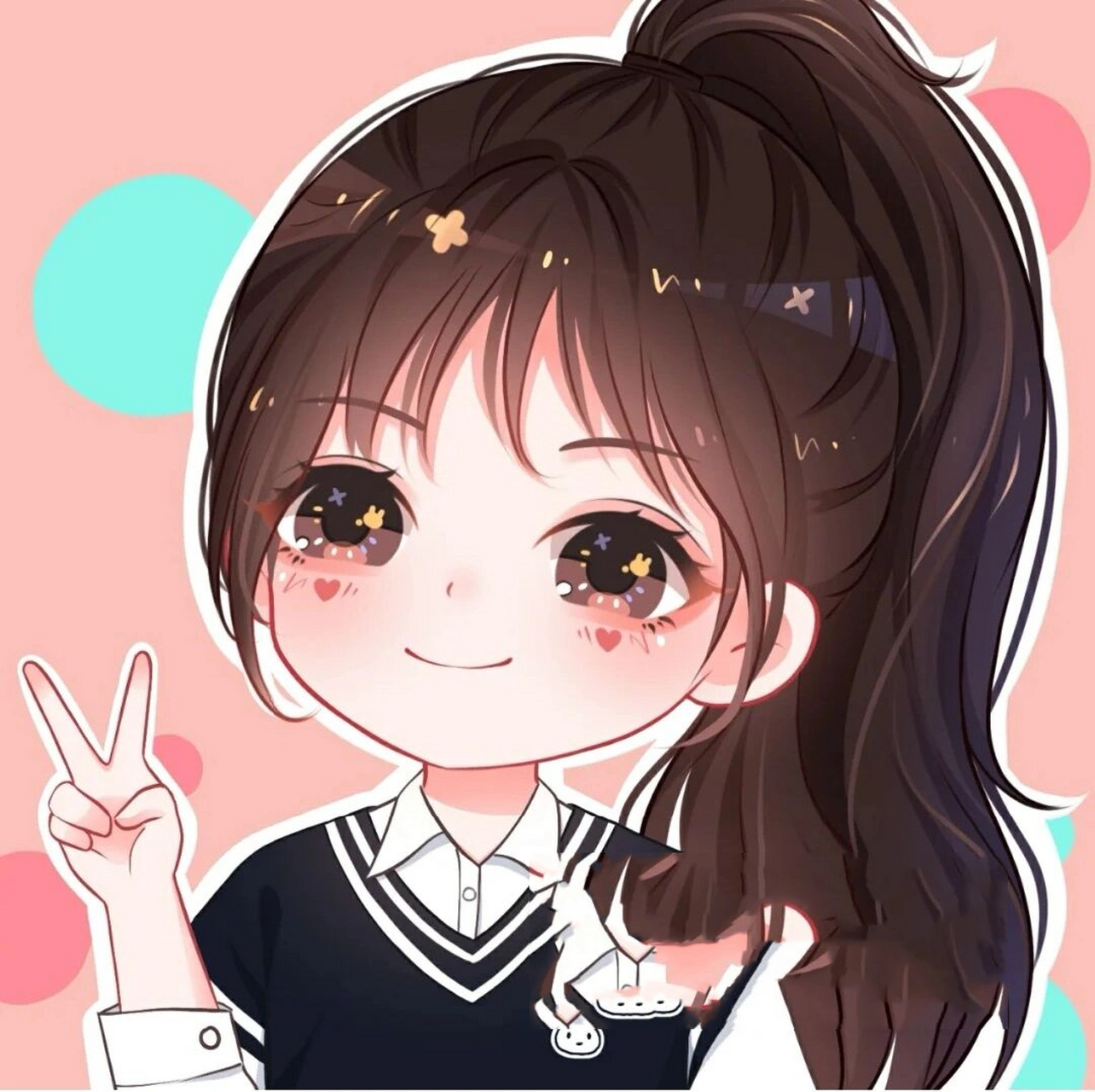 卡通q版可爱女生头像/学院风高马尾 你们要的高马尾拿去吧!