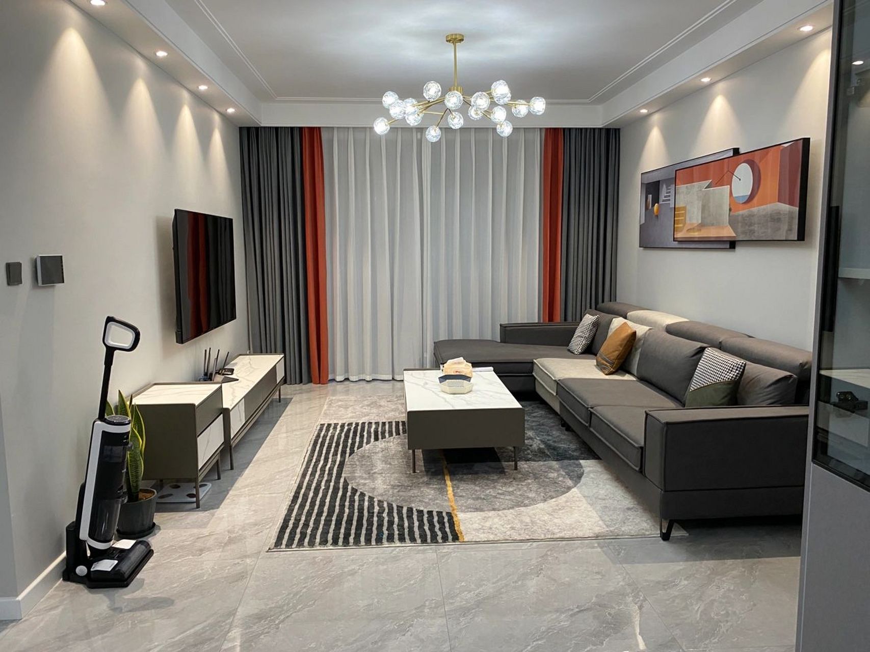 灰橙拼色│最爱的窗帘配色搭配,没有之一 真的一直都不太喜欢很复杂的