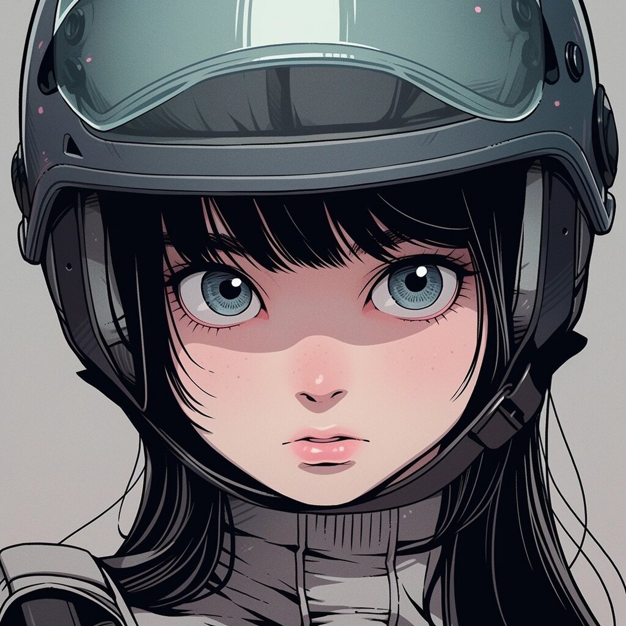 机车头盔女孩-旧漫