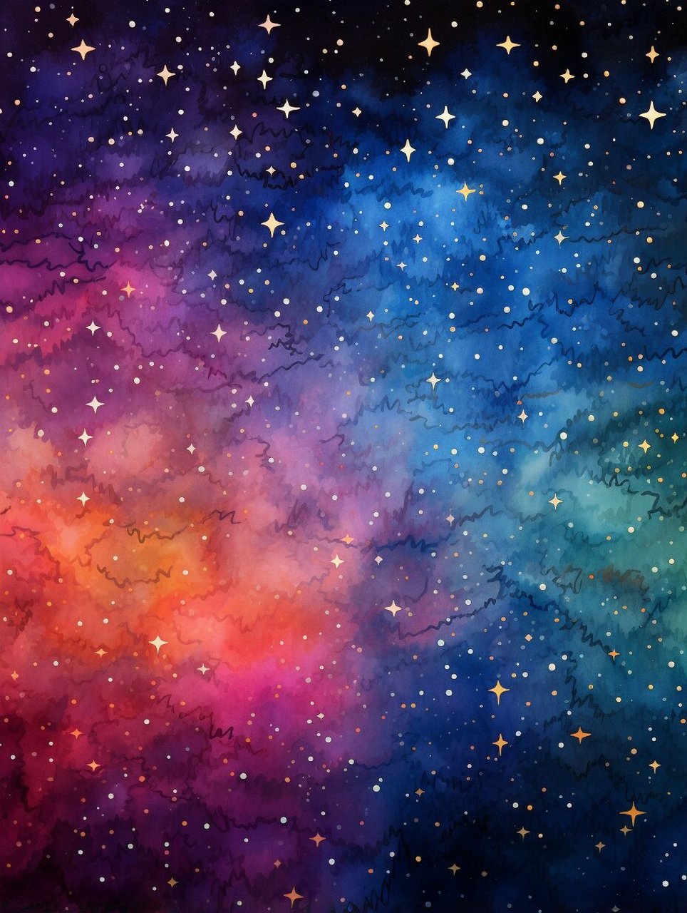 星星梦幻插画背景图丨31/100日更ai图 今日关键词: stars, night sky