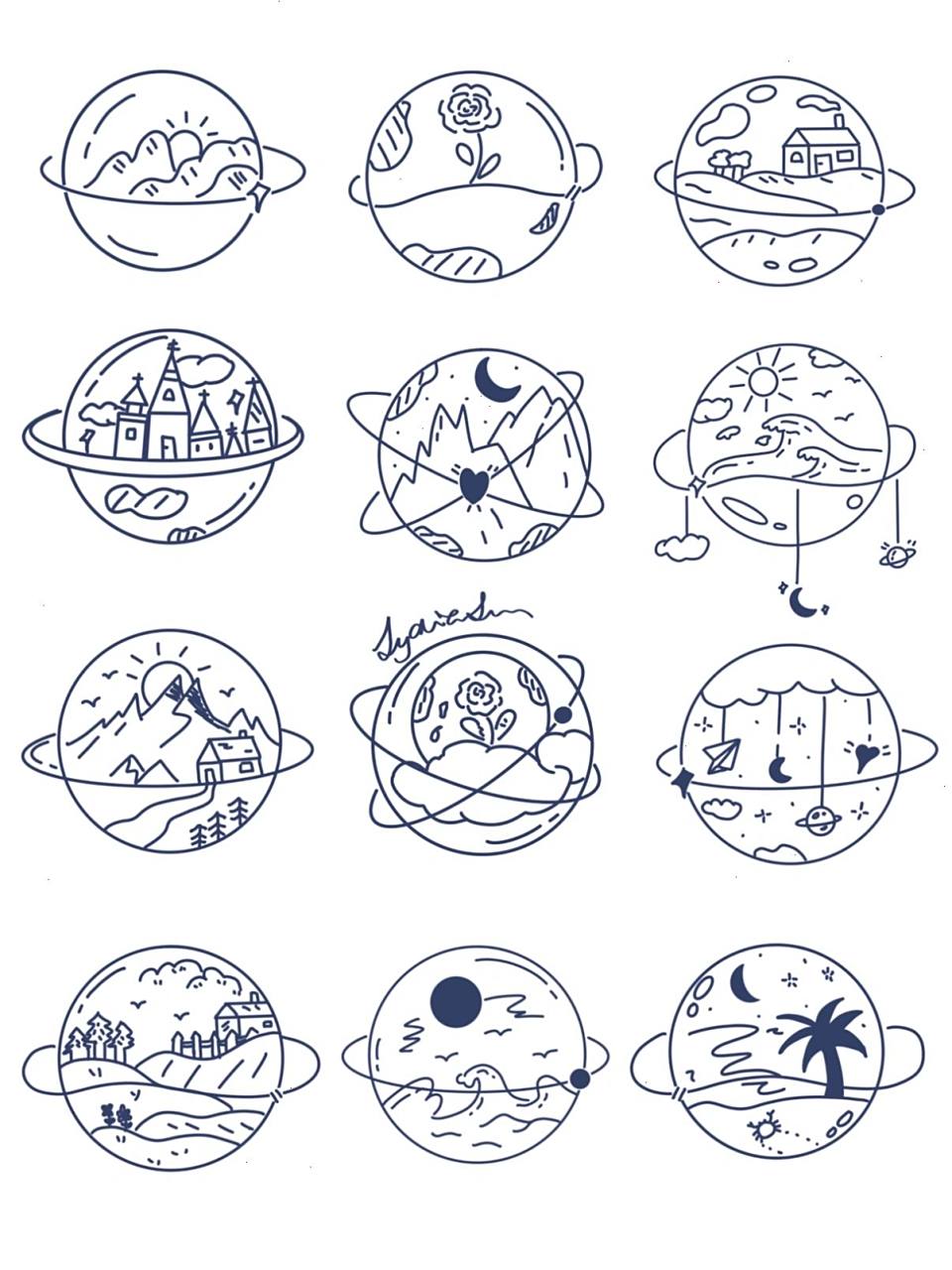 星球简笔画～每个星球都有它自己的故事～ 每个星球都有自己的故事