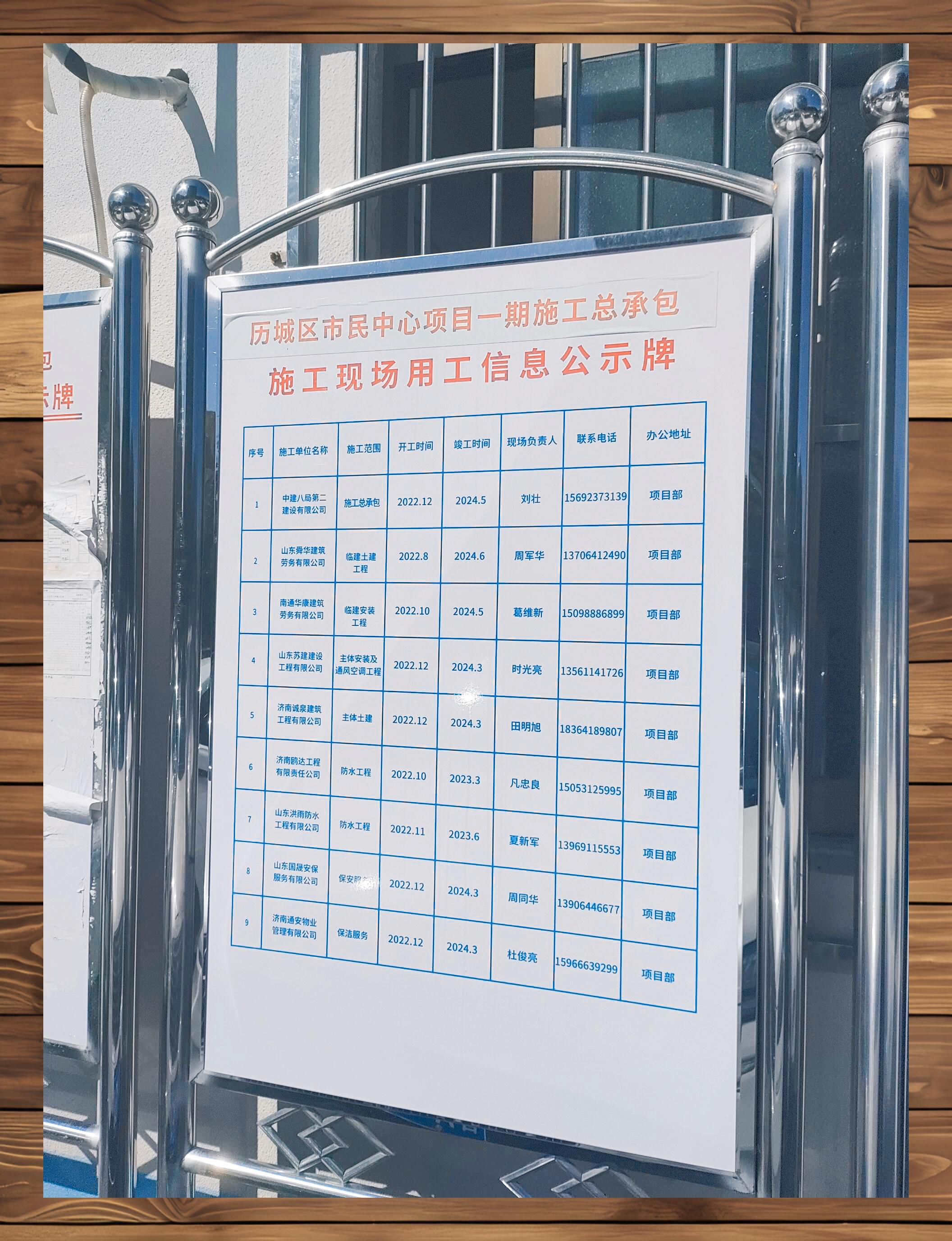 建筑工地的面貌又有了新变化,工地上已经挂起了维权信息公示牌!