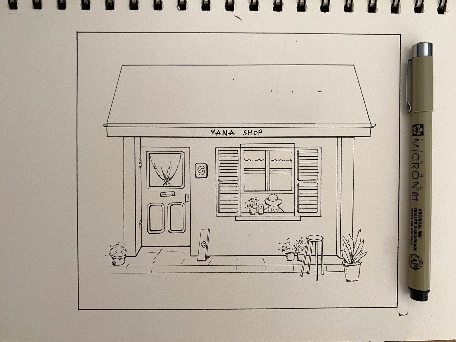 89零基础黑白简笔插画 商店 附教程 本子大小是16k素描本 具体尺寸
