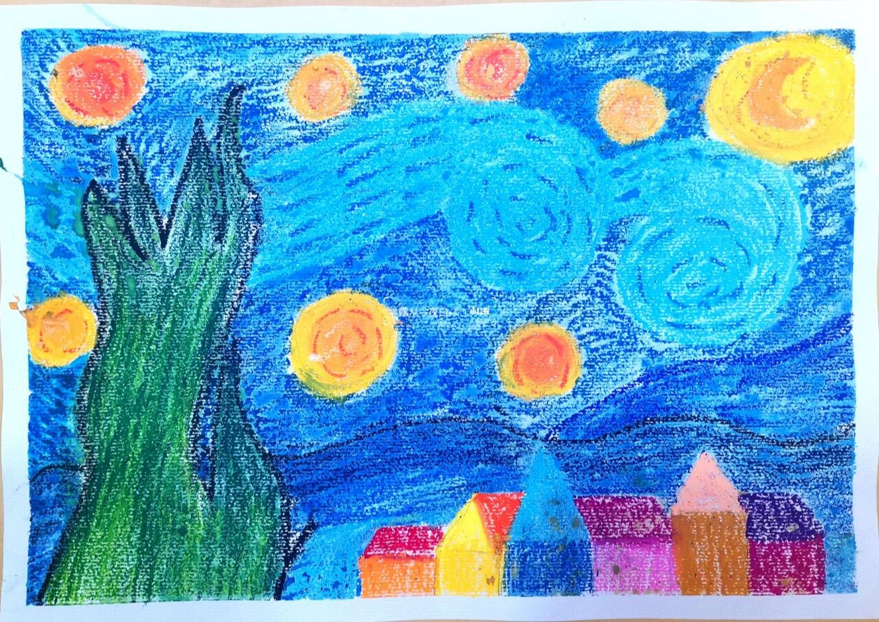 星月夜幼儿绘画图片