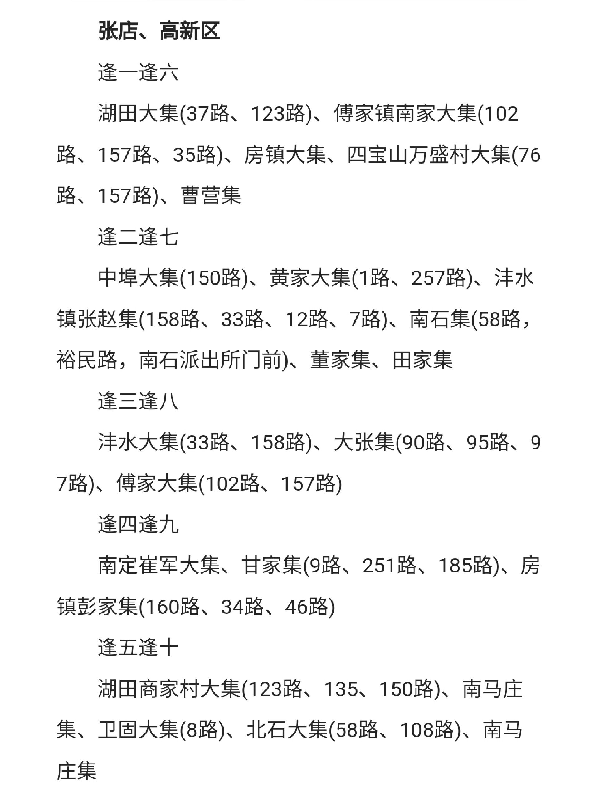 淄博张店大集一览表图片