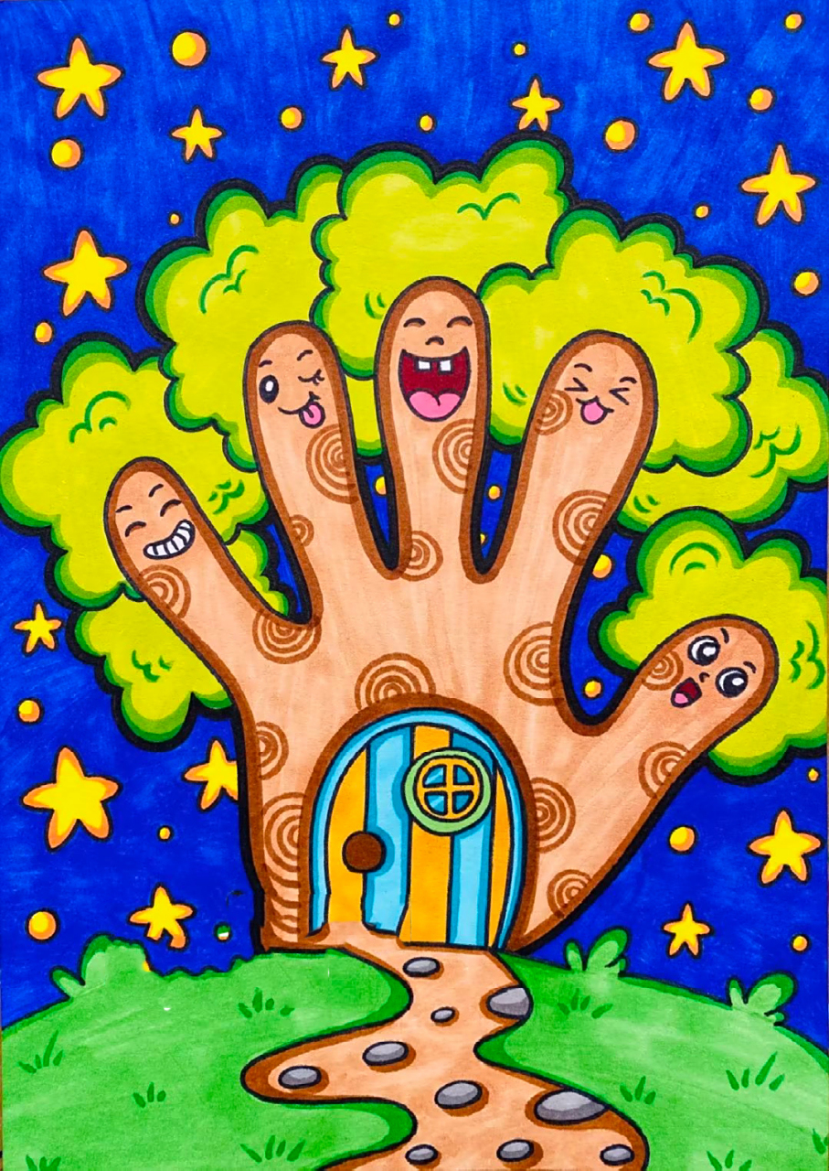 【原创】手指的联想 马克笔儿童画