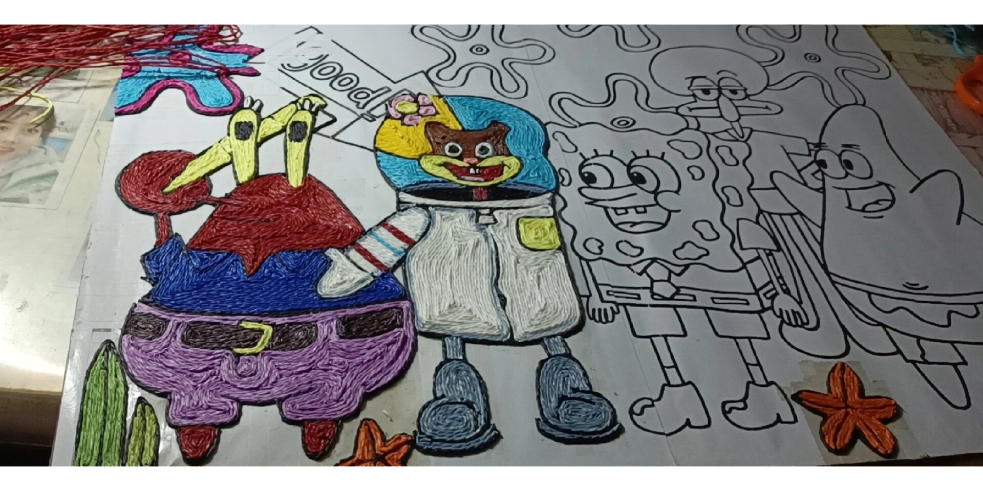 海绵宝宝纸绳画