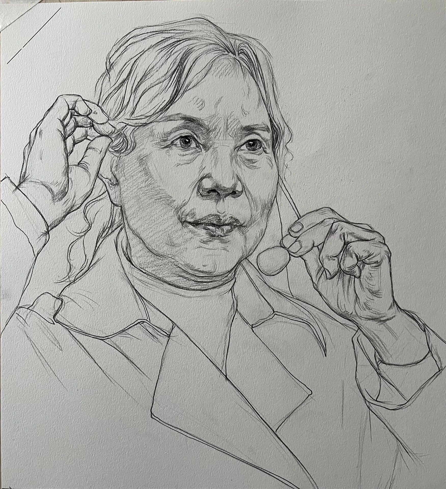 线性素描,河南联考,素描女中年