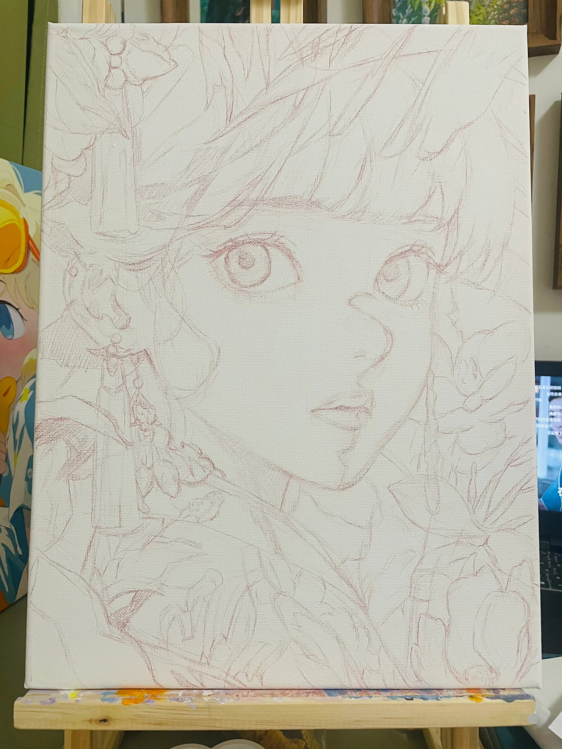 丙烯画唯美古风人物,左滑附过程