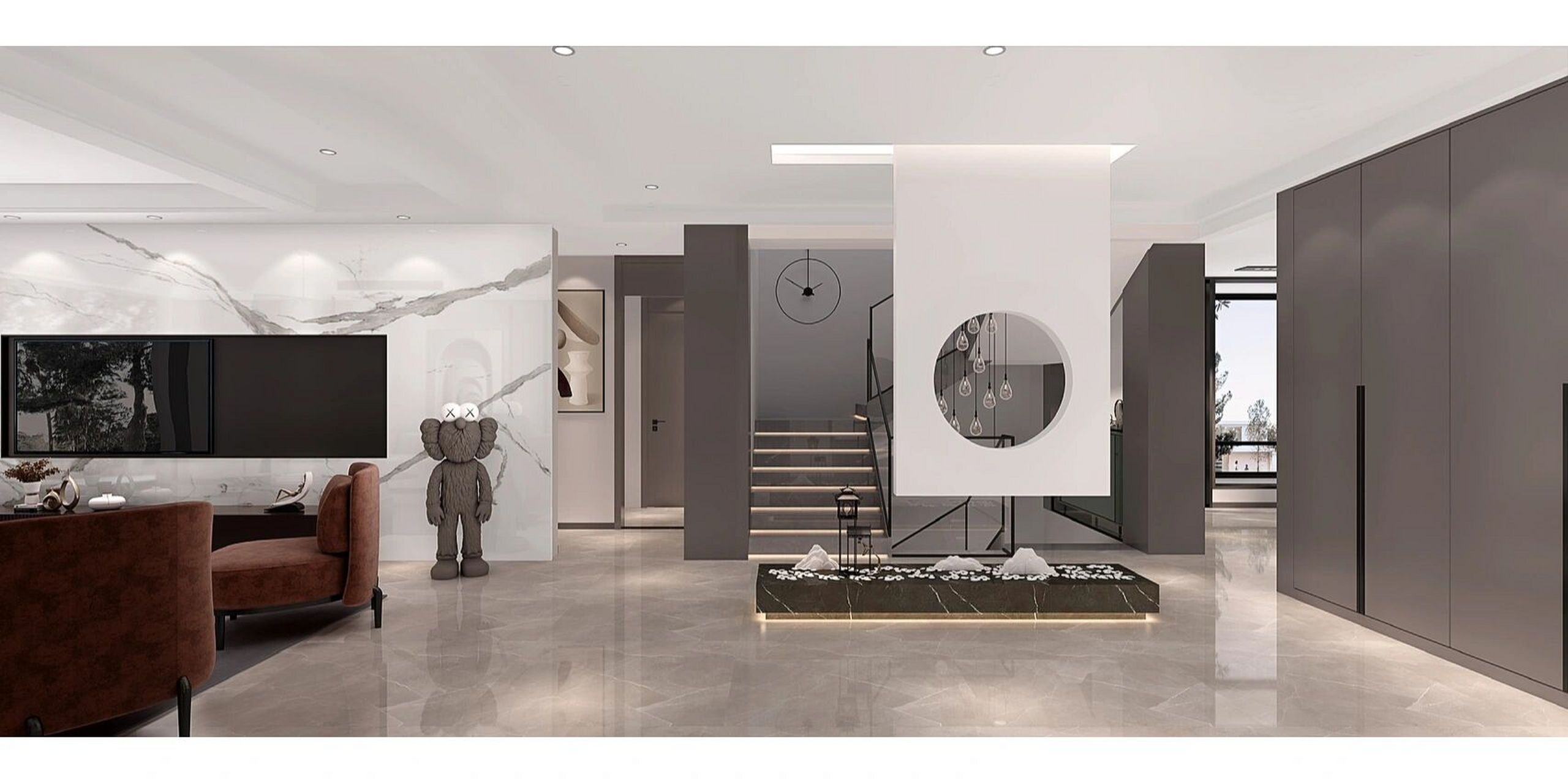 入户门对着楼梯,具体尺寸,工艺,见下个视频 入户门对着楼梯设计,图一