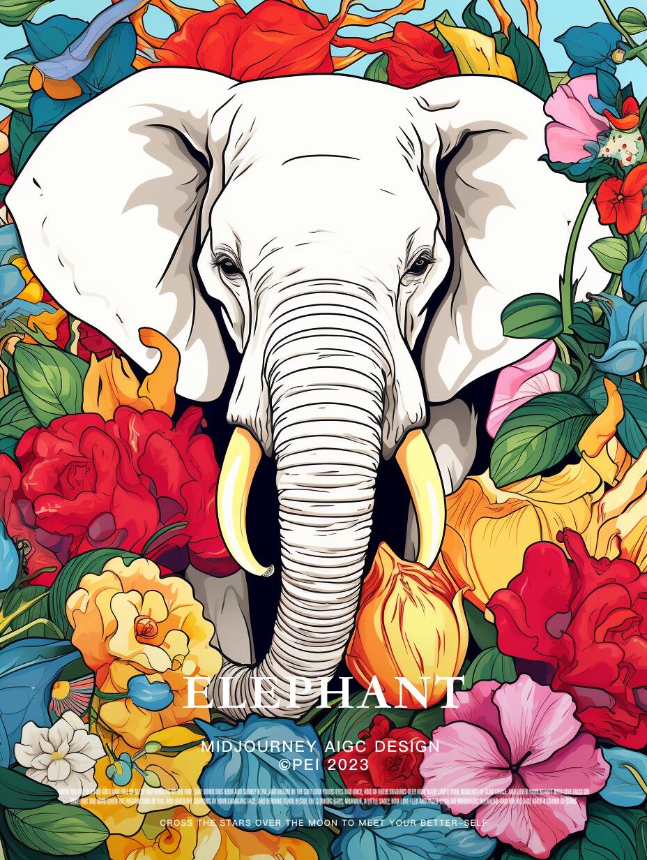 midjourney绘画|白象:大象的稀有品种 白象是长鼻目象科亚洲象属哺乳