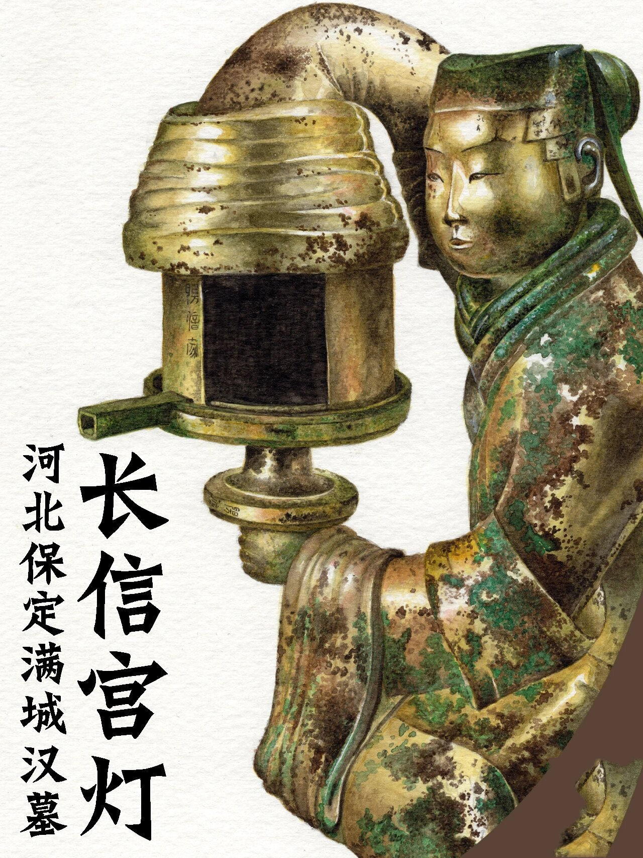 1968年出土于河北满城汉墓的长信宫灯,是中山靖王刘胜之妻窦绾的随葬