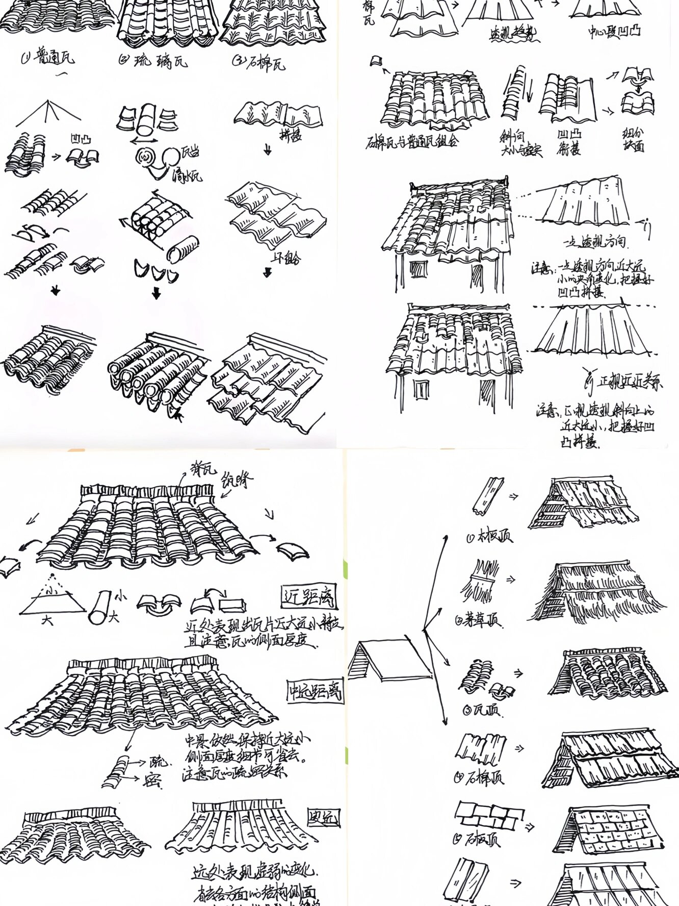 常见瓦的画法,有用欧!