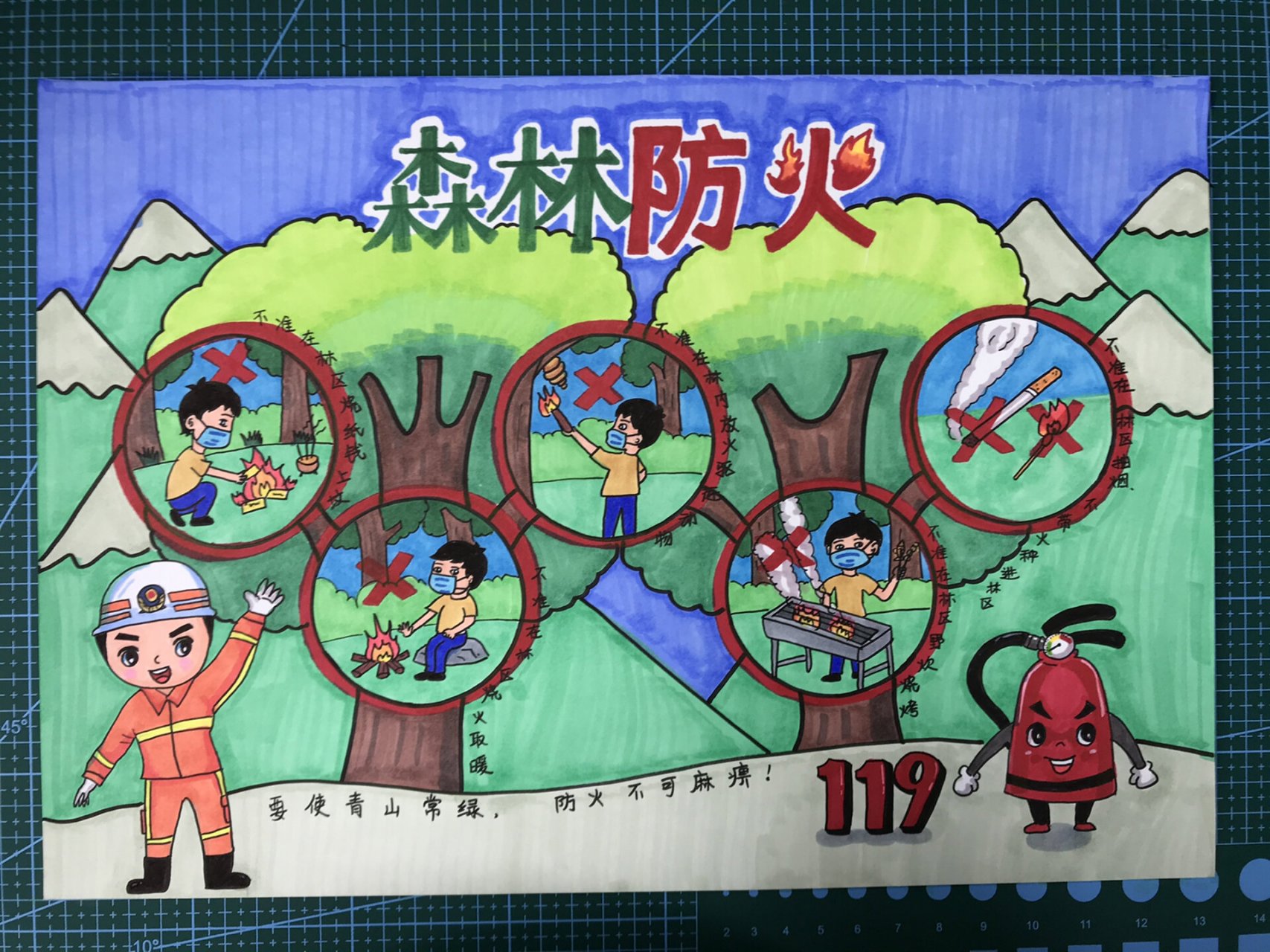 森林防火主题绘画和手抄报