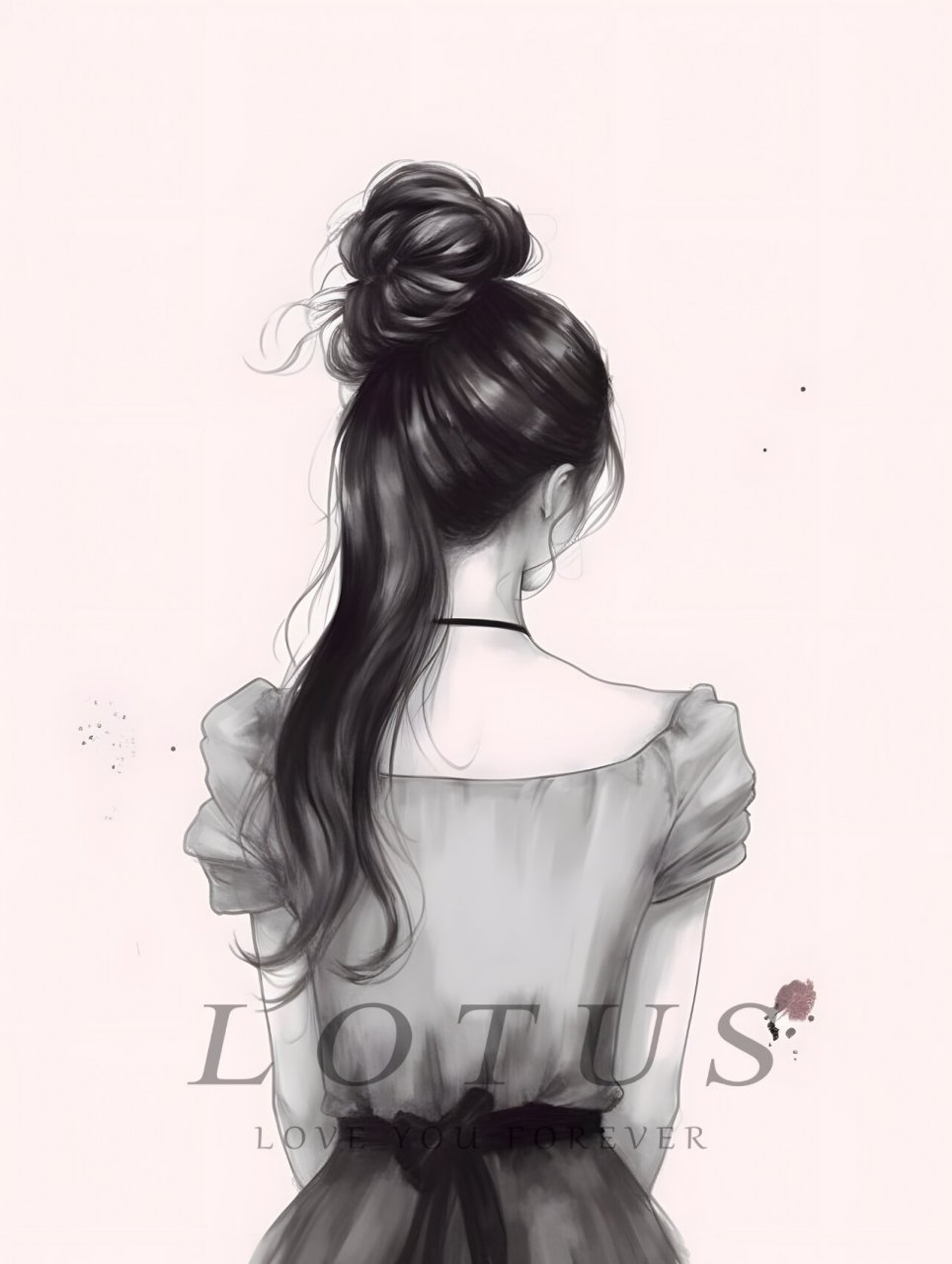 【背影少女素描壁纸】不开心时不想你看到.