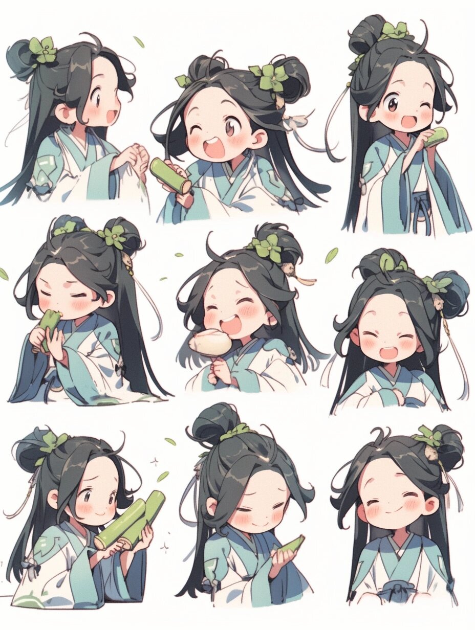 no.44小女侠下山|q版头像|手帐贴纸|古风