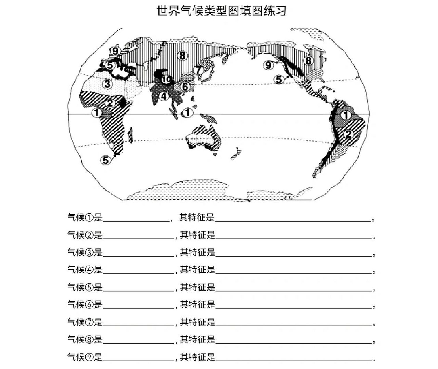 地理气候分布图手画图片